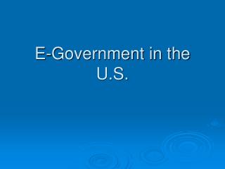 E-Government in the U.S.