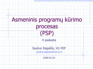 Asmeninis programų kūrimo procesas (PSP)