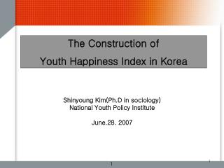 The Construction of Youth Happiness Index in Korea