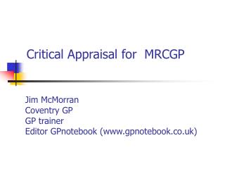 Critical Appraisal for MRCGP