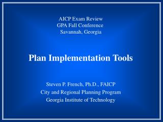 Plan Implementation Tools