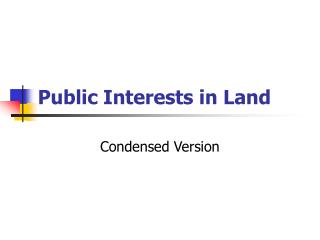 Public Interests in Land