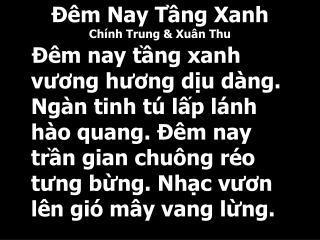 Đêm Nay Tầng Xanh Chính Trung &amp; Xuân Thu