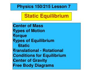 Static Equilibrium