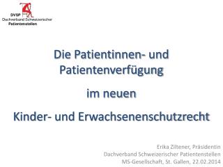 Erika Ziltener, Präsidentin Dachverband Schweizerischer Patientenstellen