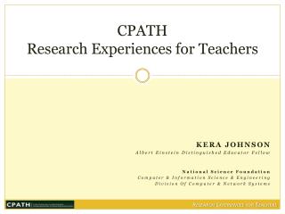 CPATH Research Experiences for Teachers