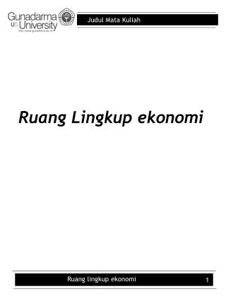 Ruang Lingkup ekonomi