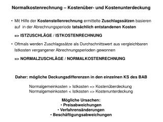 Normalkostenrechnung – Kostenüber- und Kostenunterdeckung