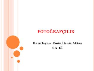 FOTOĞRAFÇILIK