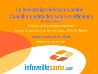 Le leadership médical en action : Concilier qualité des soins et efficience (Exemples d’ailleurs)