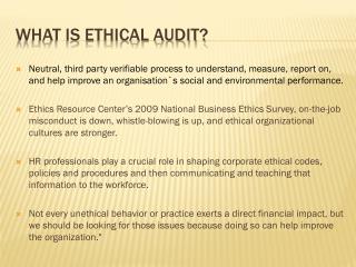 What is Ethical Audit?