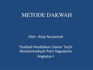 METODE DAKWAH
