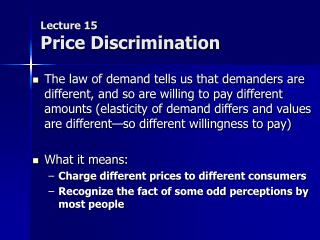 Lecture 15 Price Discrimination