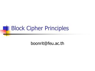 Block Cipher Principles