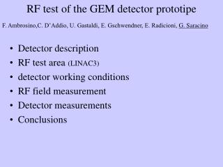 RF test of the GEM detector prototipe