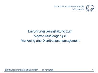 Einführungsveranstaltung zum Master-Studiengang in Marketing und Distributionsmanagement