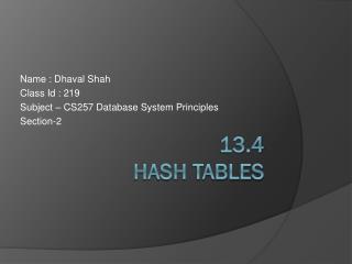 13.4 Hash Tables