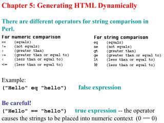 Chapter 5: Generating HTML Dynamically