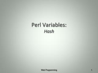Perl Variables: Hash