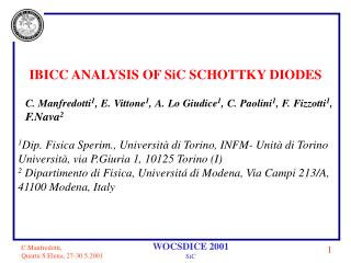 IBICC ANALYSIS OF SiC SCHOTTKY DIODES
