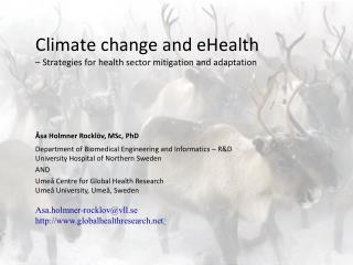 Climate change and eHealth – Strategies for health sector mitigation and adaptation