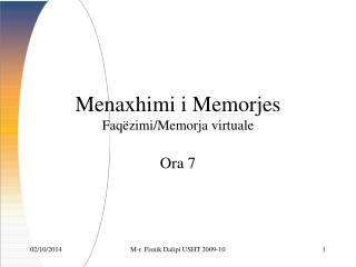 Menaxhimi i Memorjes Faq ëzimi/Memorja virtuale