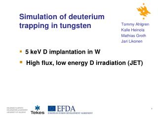 Simulation of deuterium trapping in tungsten