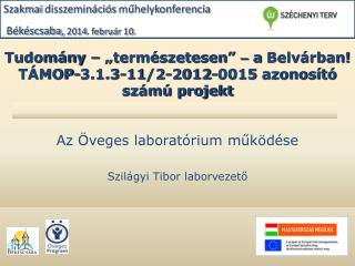 Tudomány – „természetesen” – a Belvárban ! TÁMOP-3.1.3-11/2-2012-0015 azonosító számú projekt