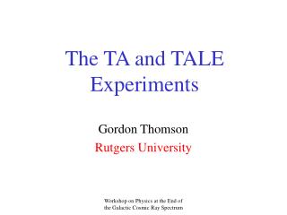 The TA and TALE Experiments