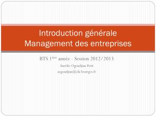 Introduction générale Management des entreprises