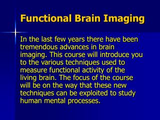 Functional Brain Imaging