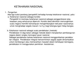 KETAHANAN NASIONAL Pengertian