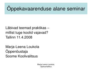 Õppekavaarenduse alane seminar