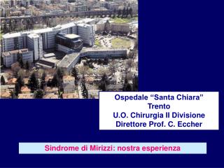 Ospedale “Santa Chiara” Trento U.O. Chirurgia II Divisione Direttore Prof. C. Eccher