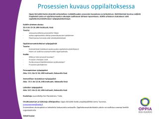 Prosessien kuvaus oppilaitoksessa