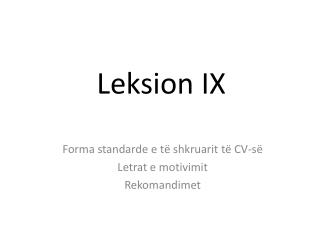 Leksion IX