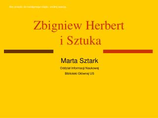 Zbigniew Herbert i Sztuka