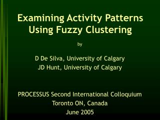 Examining Activity Patterns Using Fuzzy Clustering