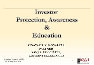 Investor Protection , Awareness &amp; Education