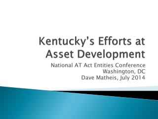 Kentucky’s Efforts at Asset Development