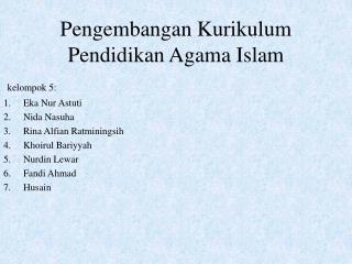 Pengembangan Kurikulum Pendidikan Agama Islam