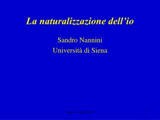 La naturalizzazione dell’io