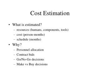 Cost Estimation