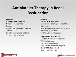 Antiplatelet Therapy in Renal Dysfunction