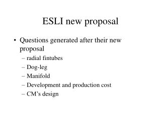 ESLI new proposal