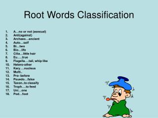 Root Words Classification