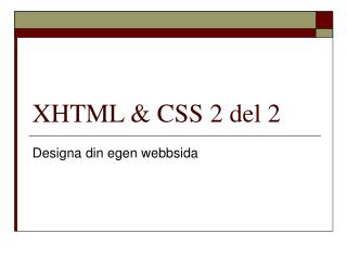 XHTML &amp; CSS 2 del 2