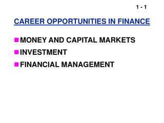 CAREER OPPORTUNITIES IN FINANCE