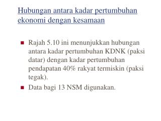 Hubungan antara kadar pertumbuhan ekonomi dengan kesamaan