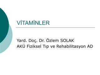 VİTAMİNLER